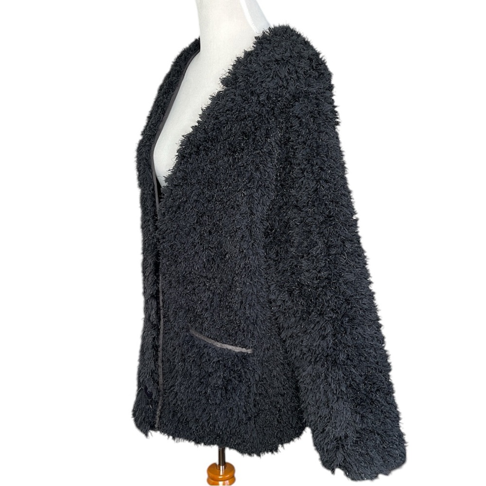 Bluivy COAT Winter Warm Faux Fur Black Shaggy Fluffy Holiday Gift Party - Picture 6 of 16